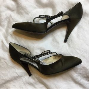 Marty Fuerst 9N Brown Silk Sexy High Heel Pump EUC